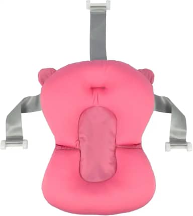 Almofada de Banho Ajustável Para Bebê, Conforto Anatômico Com Encaixe Perfeito na Banheira, Três Alças para Maior Segurança. (ROSA)