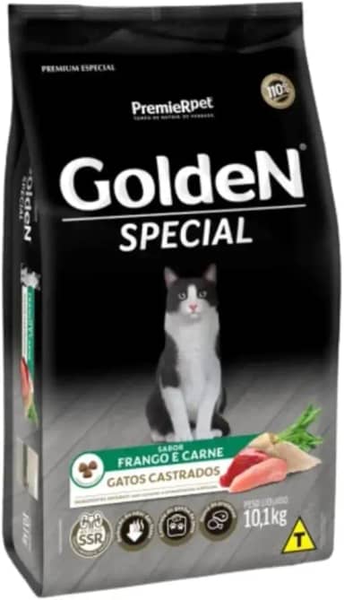 Ração Golden Special Gatos Castrados Frango e Carne 10.1kg