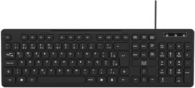 Teclado com Fio Multi USB com 3 Níveis de Ajuste de Altura, Teclas Silenciosas e LEDs Indicadores – Preto TC144