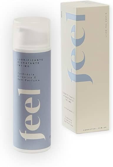 Lubrificante Hidratante Íntimo Feel Sem Perfume 50ml A Base de Água Vegano Calêndula Aloe Vera Vitamina E