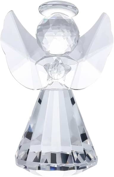 Mini Estátua Anjo Guardião Cristal 8 cm – Escultura Decorativa Premium, Proteção Espiritual e Presente Memorável para Casa, Escritório e Datas Especiais