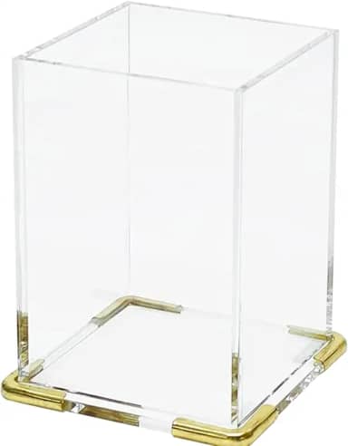 Pbf Suporte de caneta de acrílico transparente para mesa | Suporte de lápis transparente | Suporte de pincel de maquiagem de acrílico para penteadeira | Organizador de canetas | Suporte de marcador de