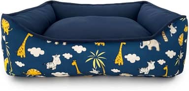 Cama PET dupla face com zíper para fácil remoção da espuma e lavagem (Médio, Azul Escuro Safari)