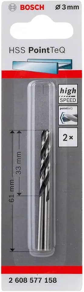 Bosch Broca para Metal Aço Rápido HSS-PointTeQ 3,0mm 2 peças