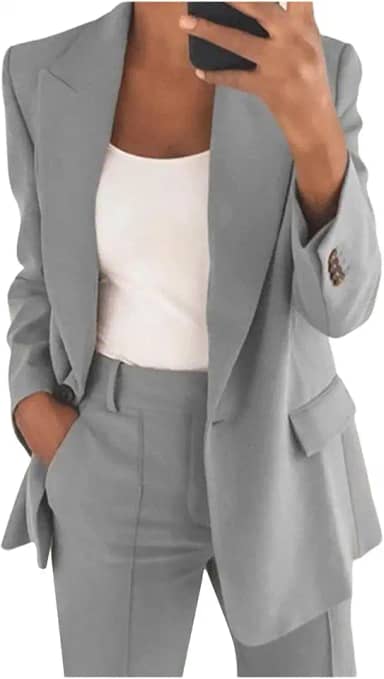 Jaqueta Feminina De Terno Com Botão De Gola De Lapela De Moda Para Trabalho Diário De Escritório