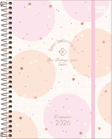Tilibra - Planner Espiral 17,7 x 24 cm Soho 90 G 2026 - Bolas Grandes