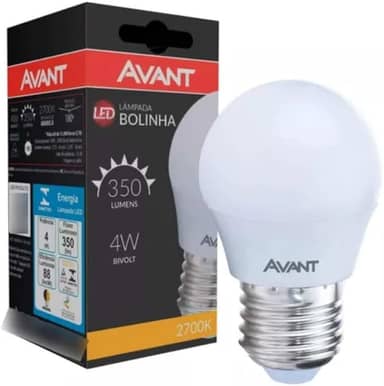 Lâmpada Bolinha LED, 4W, 2700K, Soquete E27, Bivolt, Avant