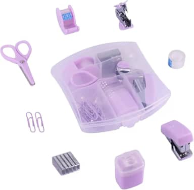 1 conjunto de mini kits de suprimentos de grampeador, inclui mini grampeador, tesoura, removedor de grampeadores, grampos