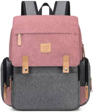Bolsa Mochila Maternity Land modelo Luxury Premium Rosa com Cinza