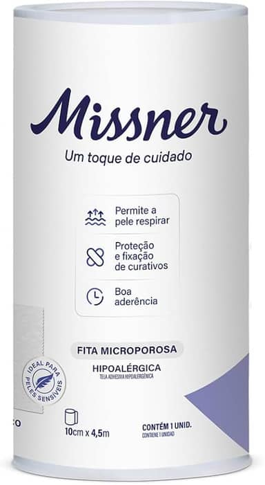 Missner Fita Microporosa Hipoalérgica Branca 100 Mm X 4.5 Mt