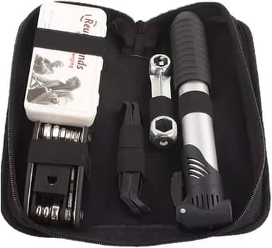 Kit de Ferramentas para Bike 16 em 1 com Bomba, Chave e Bolsa Quadro – Completo para Reparo de Pneus e Ajustes Rápidos