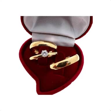 Par De Alianças Casamento Abaulada 4mm Aço C/Anel Solitário