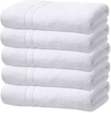 Kit 5 Toalhas de Banho Branca Hotel Macia Felpuda - Prata - Costura Dupla Reforçada (Branco Off White)