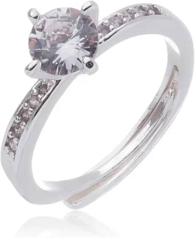 Anel Solitário Ajustável Banhado a Prata