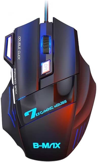 Mouse Gamer 3200 DPI Ajustável – 7 Botões, LED RGB, Ergonômico, Antideslizante, Ideal para Jogos, Trabalho e Estudos - Cabo Reforçado e Antiderrapante, Design Premium
