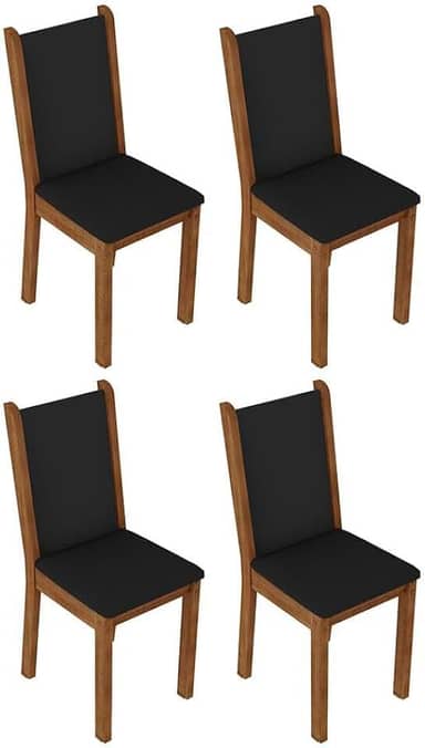 Kit 4 Cadeiras de Jantar 4291 Rustic/preto Madesa