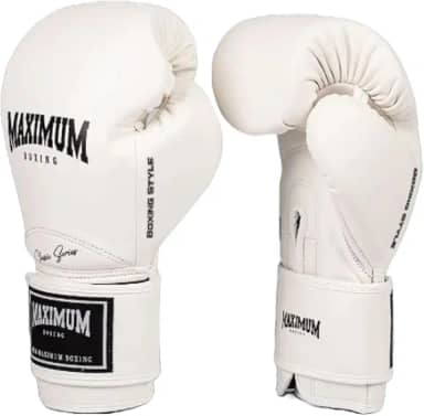 Luva de Boxe Muay Thai Kickboxing Maximum New Classic White