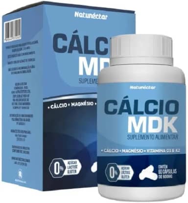 Cálcio MDK - Auxilia e Fortalece Osso Dentes e Sistema Imunologico 600mg 60 CAPS - Natunéctar