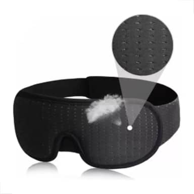 Máscara para dormir 3d confortável que bloqueia 100% luz com espuma respiravél espuma de memória (Preto)
