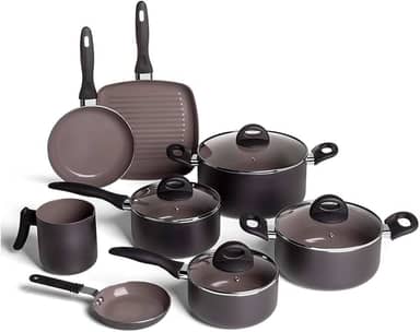 Brinox - Jogo de Panelas 8 Peças Ceramic Life Smart Plus - Preto