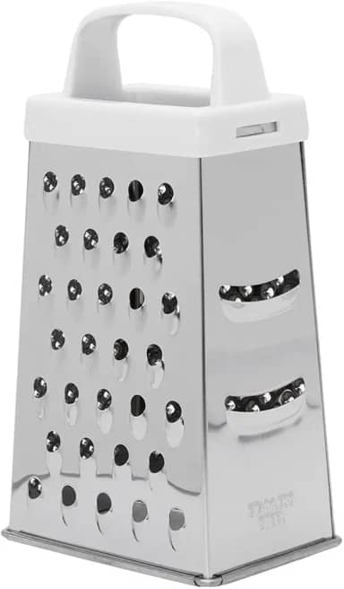Mimo Style Ralador em Inox, 4 Faces, Lâminas de Aço Inoxidável Afiadas, Ergonomicamente Projetado Com Uma Alça de Borracha, Ideal Para Queijo Parmesão, Vegetais, Gengibre,