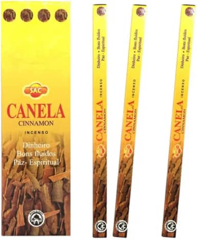 Kit 6 Incensos Indianos de Canela para Energia, Amor e Prosperidade