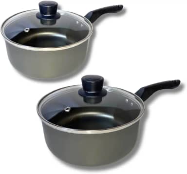 Kit Panelas Marcolar N16 E 18 Antiaderente com Tampa de vidro (GRAFITE)