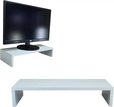 Suporte Para Computador Monitor PC Setup Gamer Mesa Organizador Home Office Ergonomico MDF 50cm (Branco)