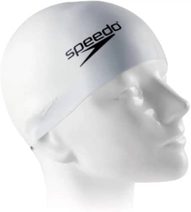 Touca de Natação Infantil, Speedo, Swim Cap Jr, Silicone Resistente com Encaixe Confortável - Branco