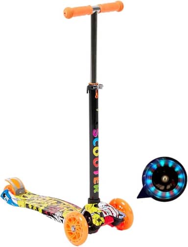 Patinete Infantil com 4 Rodas, Luz LED, Cores Vibrantes