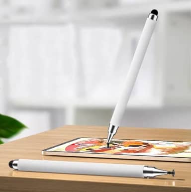 Canetas Stylus 2 em 1 para telas sensíveis ao toque, caneta capacitiva de alta sensibilidade e precisão para todos os dispositivos universais com tela sensível ao toque (branca)