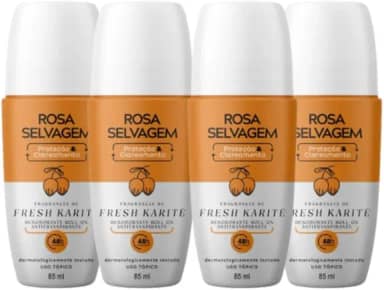 Kit 4 Desodorantes Roll-on Clareador Rosa Selvagem Karite 85ml