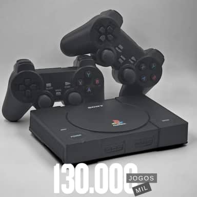 Console Retrô PSX com 130 mil jogos na memória + 2 Controles diversos Games e Jogos com 700 Jogos PS1 - Black (Black)