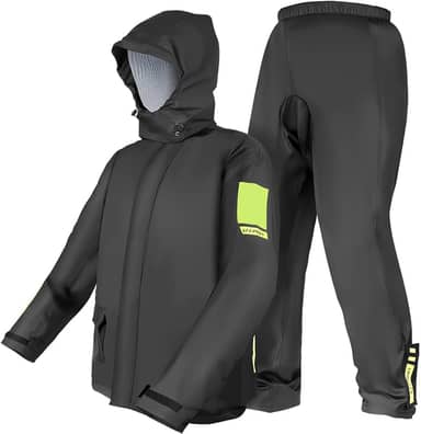 Capa de Chuva Motoqueiro Nylon, Capa de Chuva Moto, Tamanho P, Refletividade Noturna, Punhos com Dupla Camada, Capuz Destacável, Cordão Ajustável