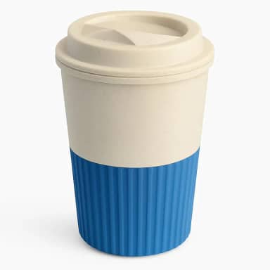 Copo Ecológico de Bambu 450ML Reutilizável com Tampa Antivazamento e Mexedor Sustentável para Café, Chá e Bebidas Frias (Azul)