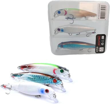 Kit 3 Iscas Artificiais Minnow Meia Água Para Tucunaré Traíra Dourado Robalo Black Bass