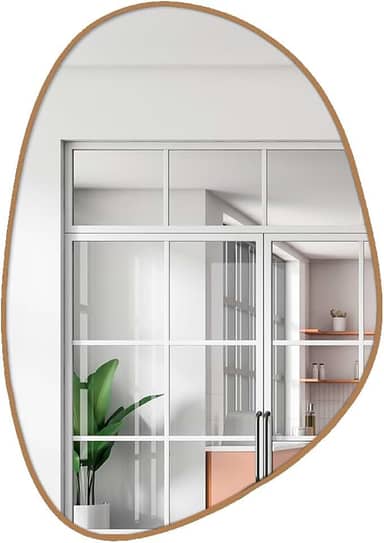 Espelho Decorativo modelo Orgânico de 60x40 com Suporte para Parede (Caramelo)