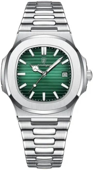 Relógio Masculino Modelo 613 à Prova D'água Pulseira em Aço Moda Luxo (Fundo Verde)
