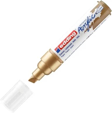 edding Marcador acrílico 5000 largo - dourado - 1 caneta de tinta acrílica à prova d'água - ponta de cinzel 5-10 mm - para desenho em tela, papel de arte e madeira