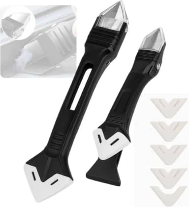 Espátula 3 em 1 Removedora e Aplicadora de Silicone e Rejunte – Para Acabamento, Raspagem e Limpeza – Com 5 Raios de Acabamento (3R, 6R, 10R, 13R, 17R) – Ferramenta Multifuncional