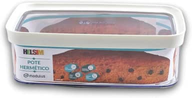 Pote Hermético para Bolo de Forma (Preto) 1.5L Acrílico Transparente (Branco)