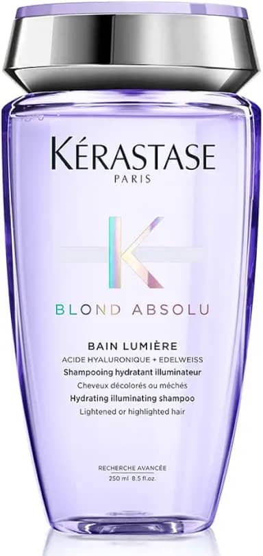 Kérastase Shampoo Blond Absolu Bain Lumière, Cabelos loiros, descoloridos, Hidratação, restauração, Ácido Hialurônico, Flor de Edelweiss, 250 ml