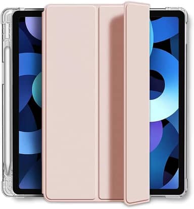 Capa Para iPad 9ª 8ª 7ª 10.2" Com Suporte Para Caneta Proteção Total Anti Impacto Tampa Magnética Fundo Transparente Capa ipad 9 (Rosa)