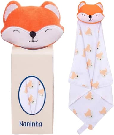 Naninha para Bebê de Bichinho de Pelúcia com Prendedor de Chupeta (Raposa Laranja)