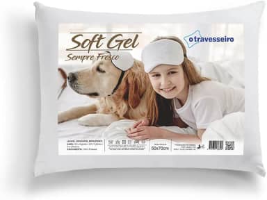 Travesseiro Soft Gel 50x70cm Antialérgico Suporte Alto Macio Fibra de Poliéster Siliconada Lavável