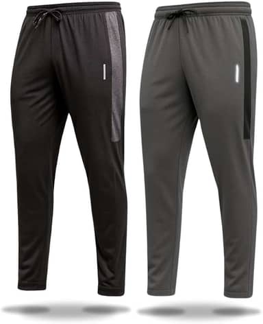Kit 2 Calças Masculinas Esportivas Slim Fit Preto e Cinza Mescla Calça Comprida