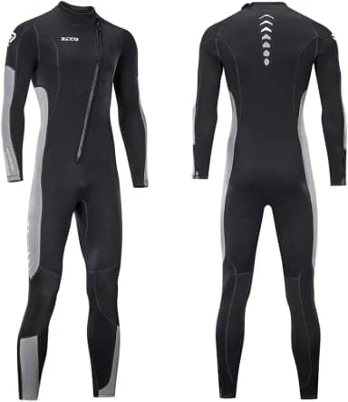 Roupa de mergulho ZCCO 3 mm de neoprene, zíper frontal, corpo inteiro para homens e mulheres, uma peça para snorkeling, mergulho mergulho, natação, surfe, Black+Grey, Men's 4XL