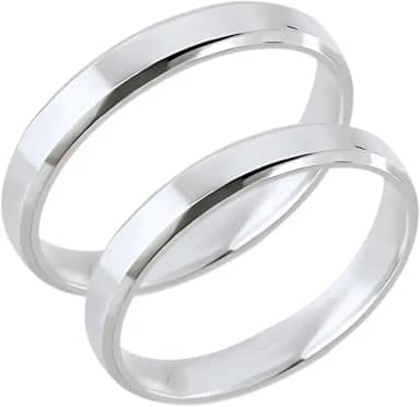 Par Aliança de Compromisso Chanfrada 3mm Prata Legítima