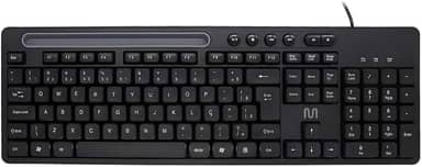 Teclado com Fio Multi USB com 6 Teclas Multimídia, Slot para Tablet até 10” e Teclas Silenciosas – Preto TC262
