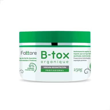 Máscara Capilar Reconstrutora Sem Formol B-tox Organique Fattore Anti frizz 250g